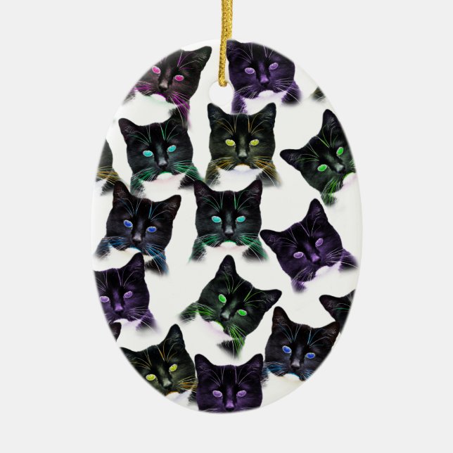 Cool Cats Ceramic Ornament (Front)