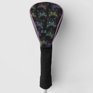 Cool Cats on Black Golf Head Cover