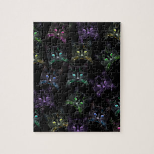 Cool Cats on Black! Multi-coloured Cats Jigsaw Puzzle