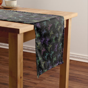Cool Cats on Black! Multi-coloured Cats Short Table Runner