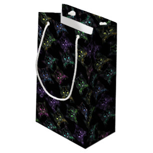 Cool Cats on Black! Multi-Coloured Funky Cats. Small Gift Bag