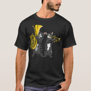 Cool cats playing funky jazz music tuba and trumpe T-Shirt