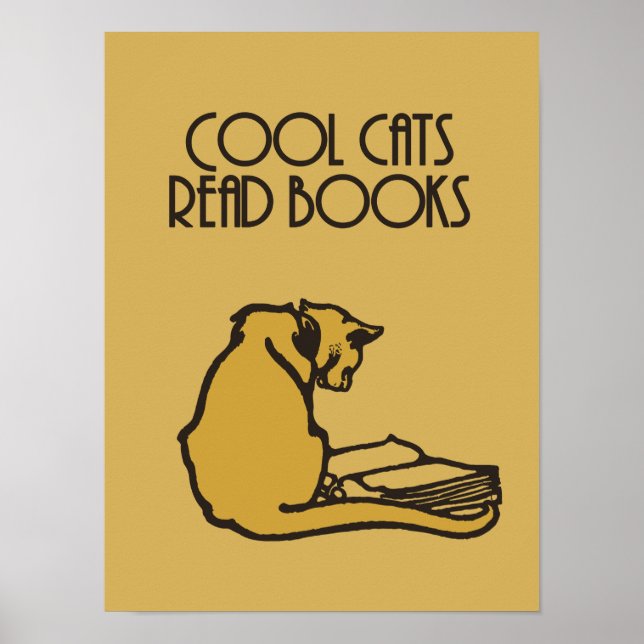 Cool cats read books retro style poster (Front)