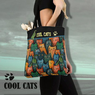 Cool Cats Watercolor Tote Bag