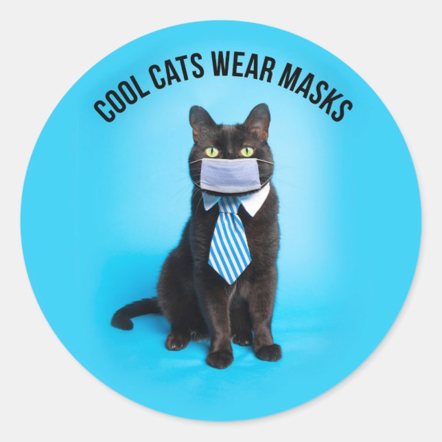 Cool Cats Wear Masks Classic Round Sticker (Front)