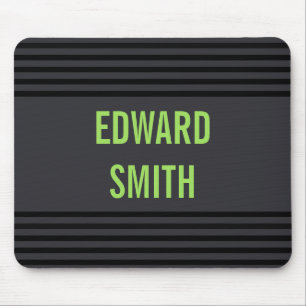 Cool Charcoal Neon Green with Black Lines Mouse Pad