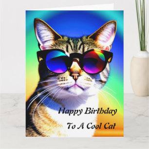 Cool Chat Bonne Carte d'Anniversaire
