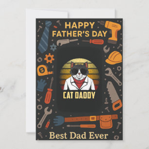 Cool Chat Papa Fête des pères Vintage Carte Flat C