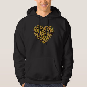 Cool Cheetah Leopard Print Heart Hoodie