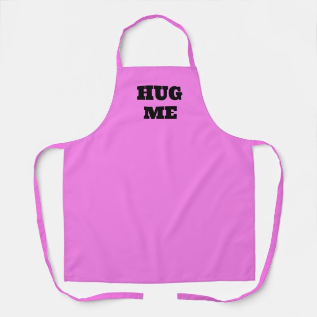Cool Chef Baker Womens Aprons, Pink Hug Me Print  Apron (Front)