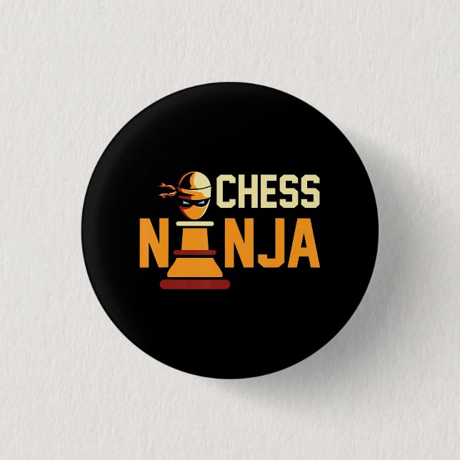 Cool Chess Ninja  Chess Lovers Gift 1 Inch Round Button (Front)