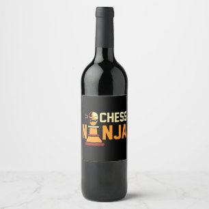Cool Chess Ninja  Chess Lovers Gift Wine Label