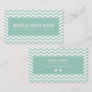 COOL CHEVRON PATTERN preppy modern mint green Business Card