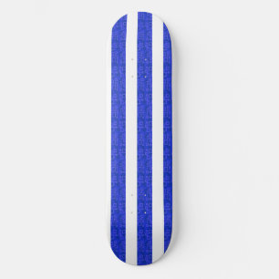 Cool Chic Blue Geometric Stripes Skateboard
