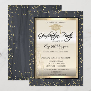 Cool Chic Graduation Cap,Glass Diamonds Graduation Invitation