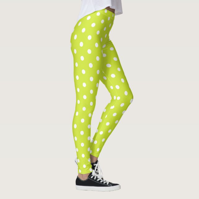 Cool Chic Retro Fashion Green Polka Dots Pattern Leggings (Right)