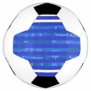 Cool Chic White Blue Geometric Stripes Soccer Ball