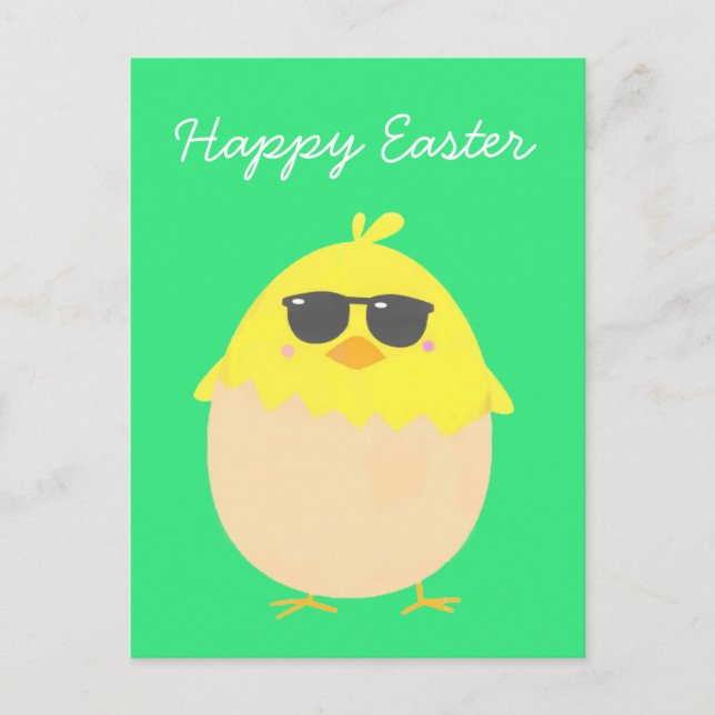 Cool Chick funky Easter yellow chick Holiday Postcard (Front)
