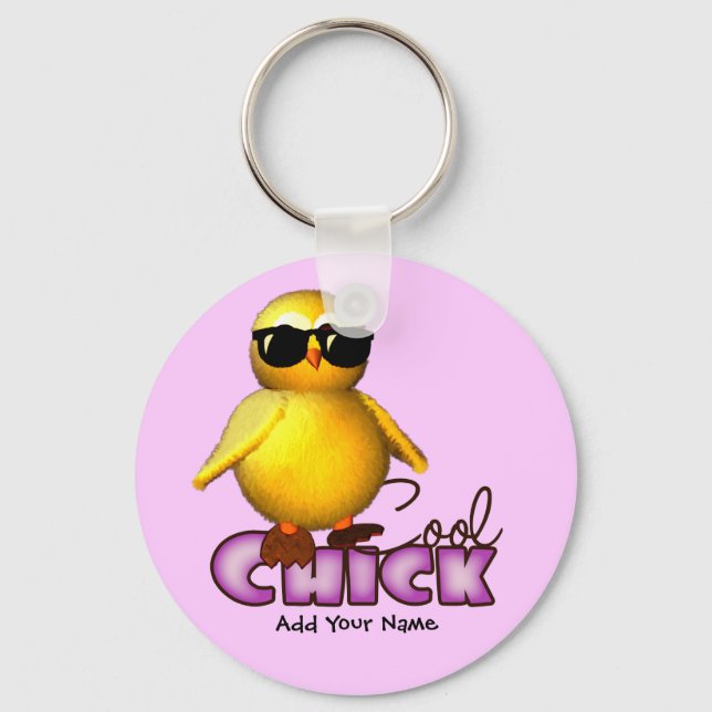 Cool Chick Personalized Keychain (Front)