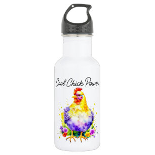 Cool Chick Power   Cute Watercolor Chicken Art 532 Ml Water Bottle