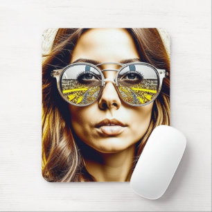 Cool Chick with Reflection of a Musical Festival Mouse Pad