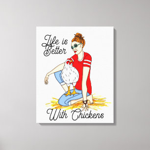 Cool Chicks   Chicken Art Poster Canvas Print