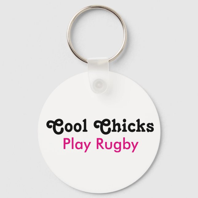 Cool Chicks Play Rugby Keychain (Front)