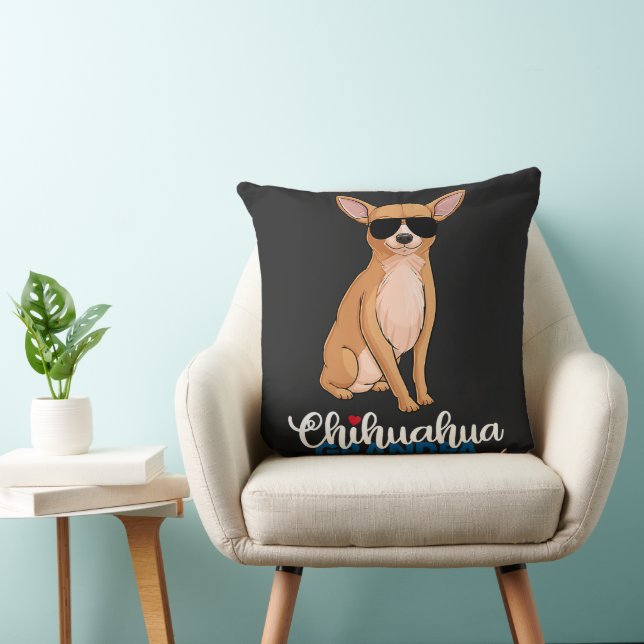 Cool Chihuahua Grandpa Dog Lover Throw Pillow (Chair)