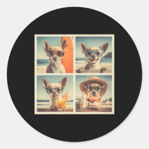 Cool Chihuahuas Sungles Cute Dogs Vacation Beach S Classic Round Sticker