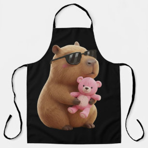Cool Chill Capybara BBQ Apron with Teddy Bear