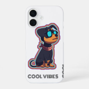 Cool chill colourful vibrant dog in glasses iPhone 16 case