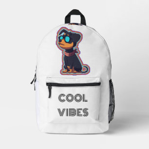 Cool chill colourful vibrant dog in glasses printed backpack