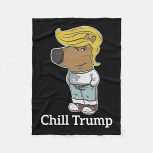 Cool Chill Guy Meme Tees - Trump Chill Guy Meme Fleece Blanket