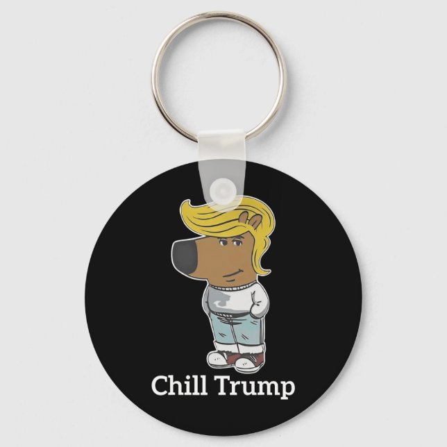 Cool Chill Guy Meme Tees - Trump Chill Guy Meme  Keychain (Front)