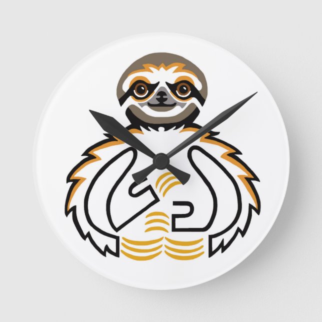 Cool chill SLOTH- Conservation -round clock (Front)