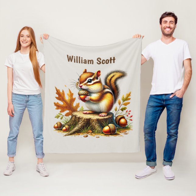 Cool chipmunk lovers add name  fleece blanket (In Situ)