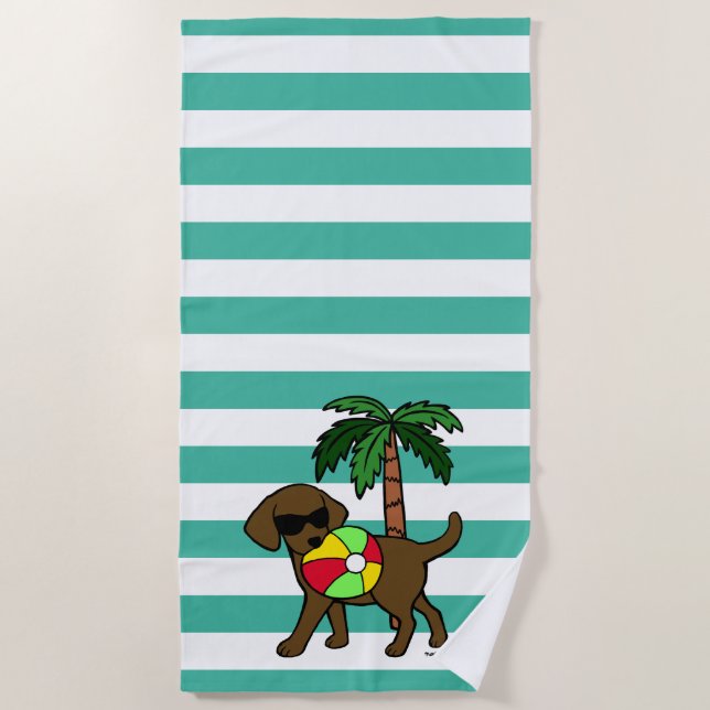 Cool Chocolate Labrador Sunglasses Beach Towel (Front)