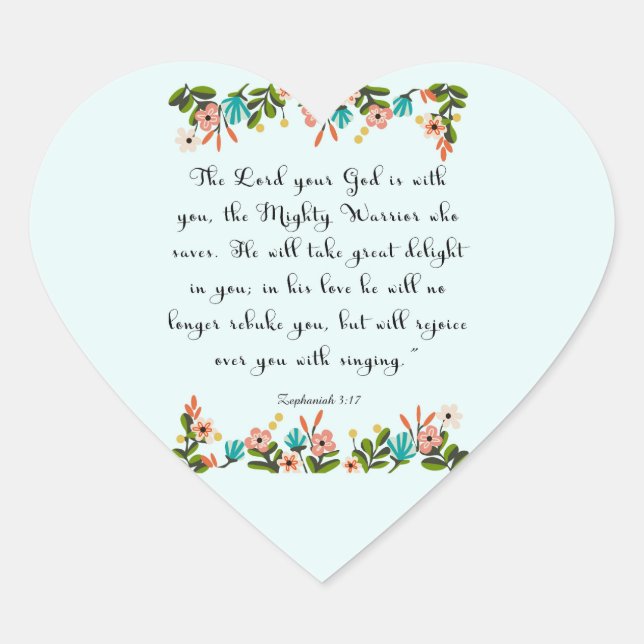 Cool Christian Art - Zephaniah 3:17 Heart Sticker (Front)