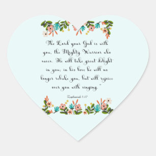 Cool Christian Art - Zephaniah 3:17 Heart Sticker
