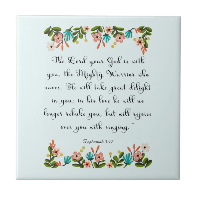 Cool Christian Art - Zephaniah 3:17 Tile (Front)
