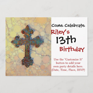 Cool Christian Cross Circle Mosaic Pattern Invitation