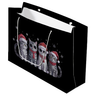 Cool Christmas Cats Cute Cat Lover Cat Mom Xmas Large Gift Bag
