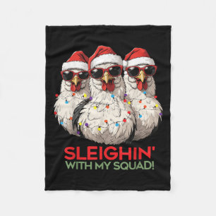 Cool Christmas Chicken In Gles, Funny Graphic Hen Fleece Blanket
