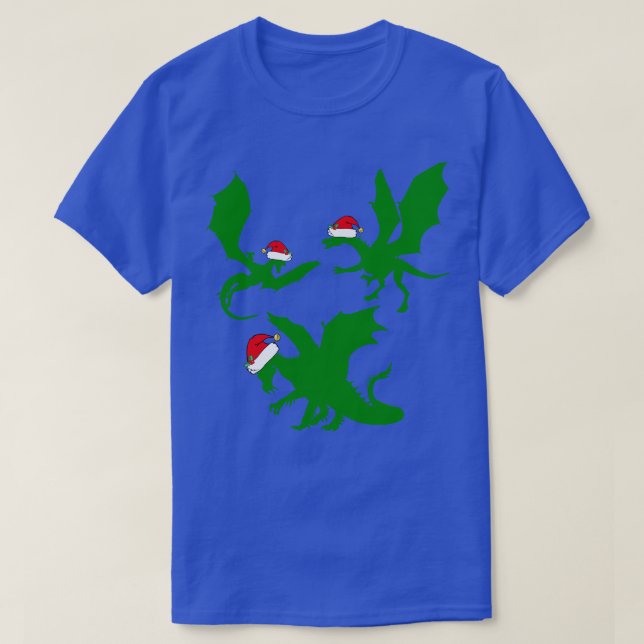 Cool Christmas Dragon Santas T-Shirt (Design Front)