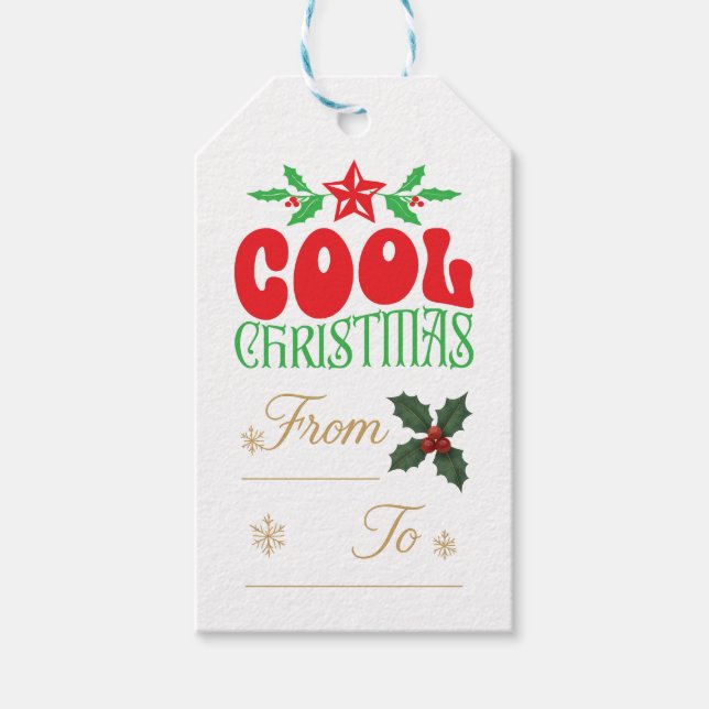 Cool Christmas – Festive Retro Gift Tag Design (Front)