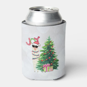 Cool Christmas Llama   Joy Typography Can Cooler