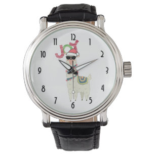 Cool Christmas Llama Joy Typography Watch