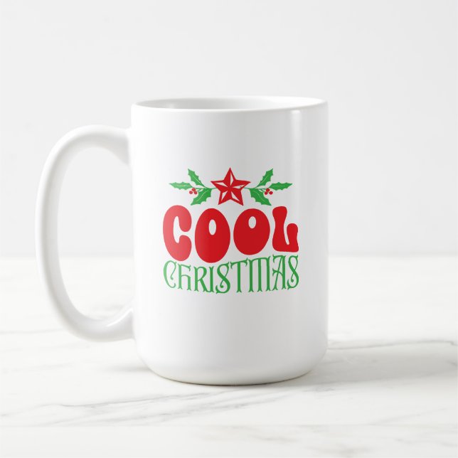 Cool Christmas Mug – Retro Holiday Cheer in Red &  (Left)