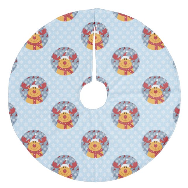 Cool Christmas Reindeer Tree Skirt (Front)
