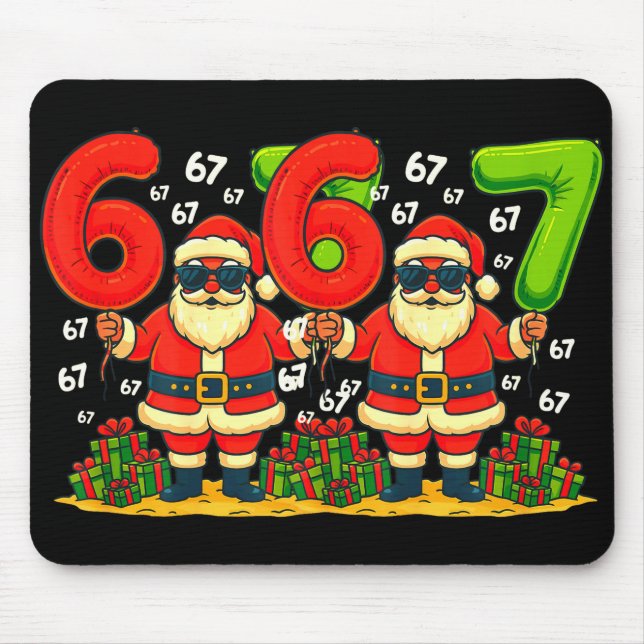 Cool Christmas Six Seven Santa Claus 6 7 Funny Gen Mouse Pad (Front)